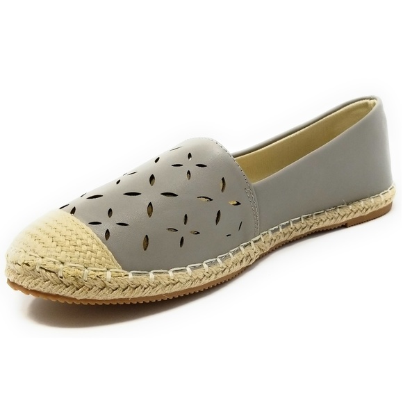 Women Patterned Espadrille Flats, E-2603, Grey - Picture 2 of 6